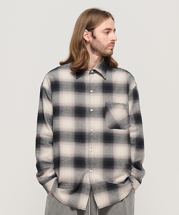 OMBRE FLANNEL CHECK SHIRT (BLACK)