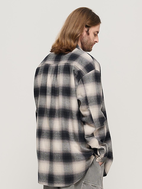 OMBRE FLANNEL CHECK SHIRT (BLACK)