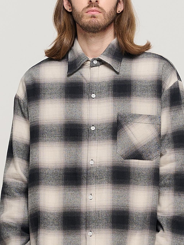 OMBRE FLANNEL CHECK SHIRT (BLACK)