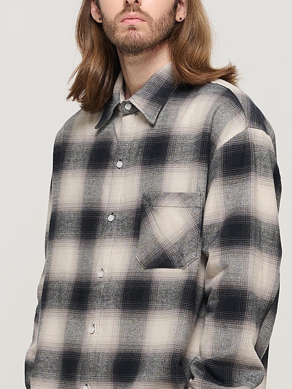 OMBRE FLANNEL CHECK SHIRT (BLACK)