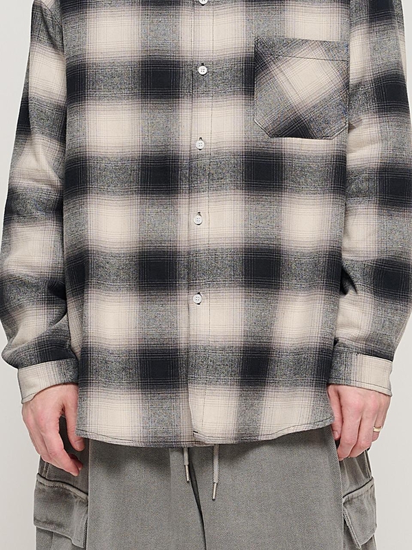 OMBRE FLANNEL CHECK SHIRT (BLACK)