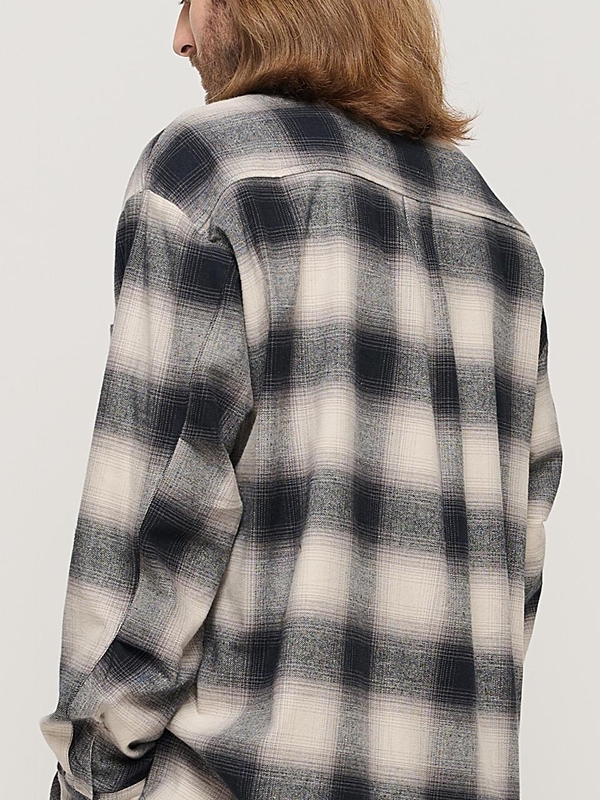 OMBRE FLANNEL CHECK SHIRT (BLACK)