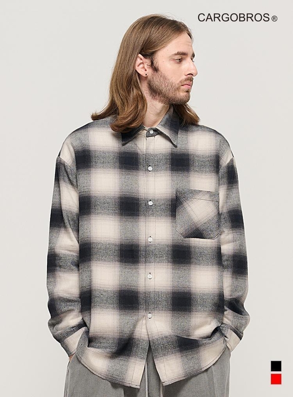 OMBRE FLANNEL CHECK SHIRT (BLACK)