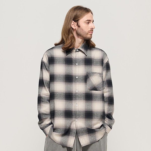 OMBRE FLANNEL CHECK SHIRT (BLACK)