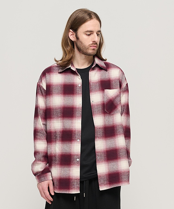 OMBRE FLANNEL CHECK SHIRT (RED)