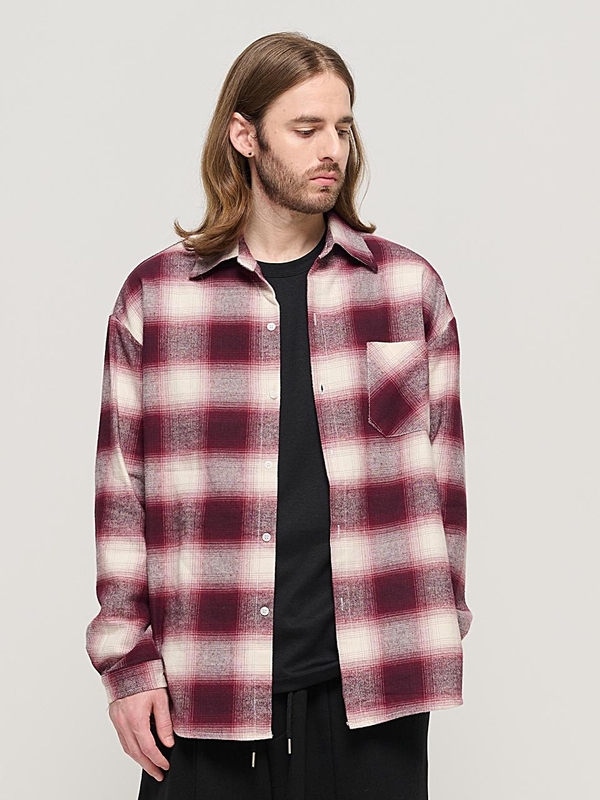 OMBRE FLANNEL CHECK SHIRT (RED)