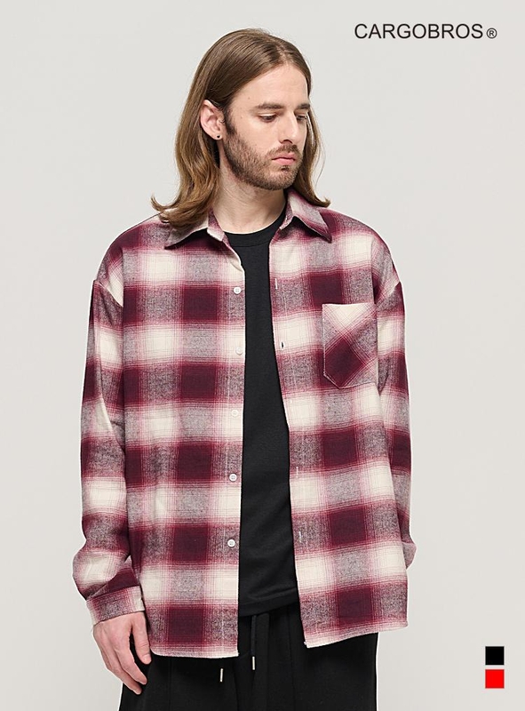 OMBRE FLANNEL CHECK SHIRT (RED)