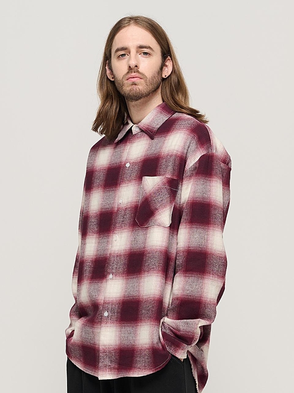 OMBRE FLANNEL CHECK SHIRT (RED)