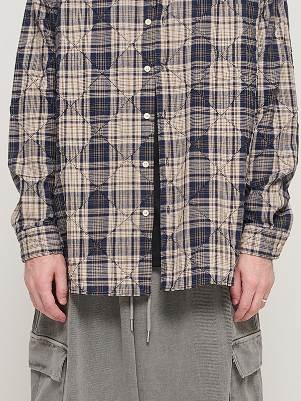 SLIM QUILTING POINT CHECK SHIRT (NAVY)