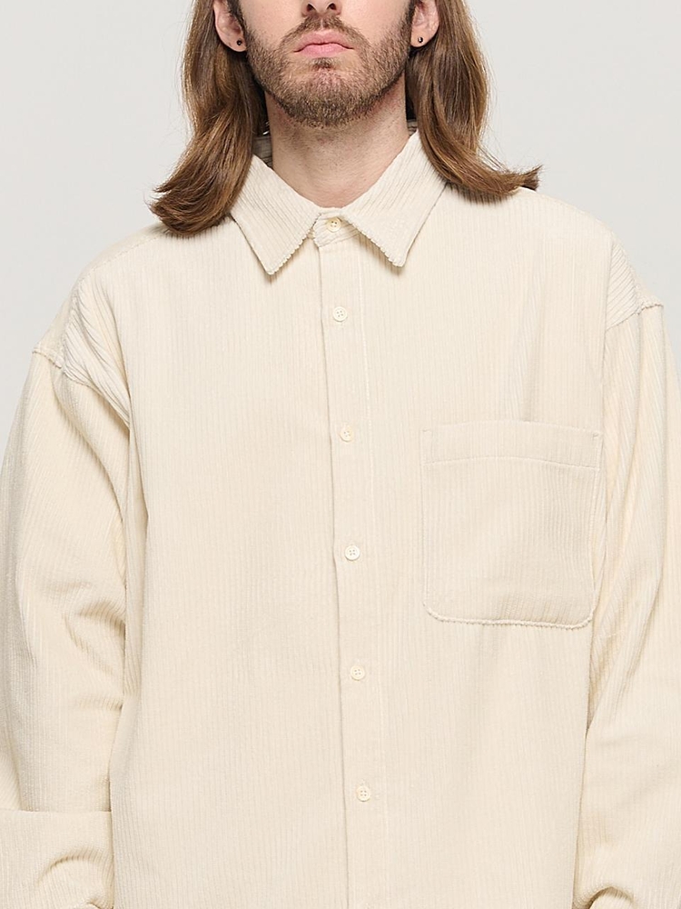 Y2K STYLE CORDUROY OVER SHIRT (IVORY)