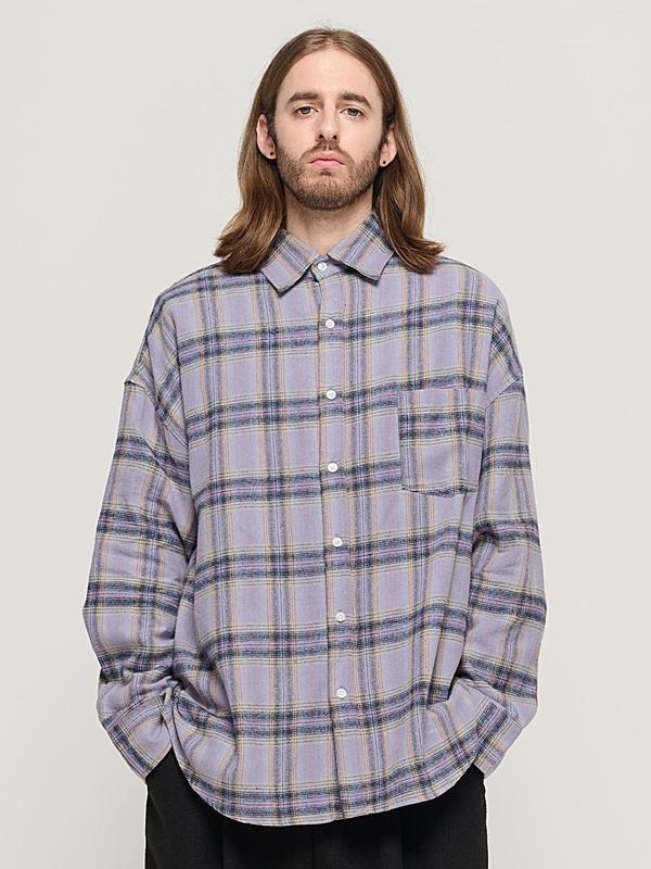 CB FLANNEL OVER CHECK SHIRT (LAVENDER)