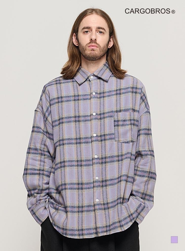 CB FLANNEL OVER CHECK SHIRT (LAVENDER)