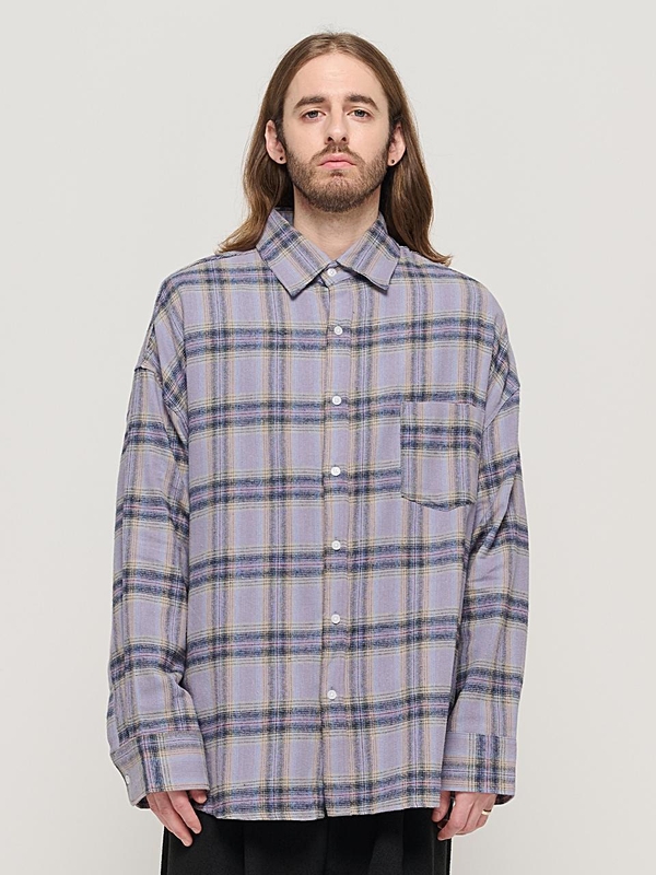 CB FLANNEL OVER CHECK SHIRT (LAVENDER)