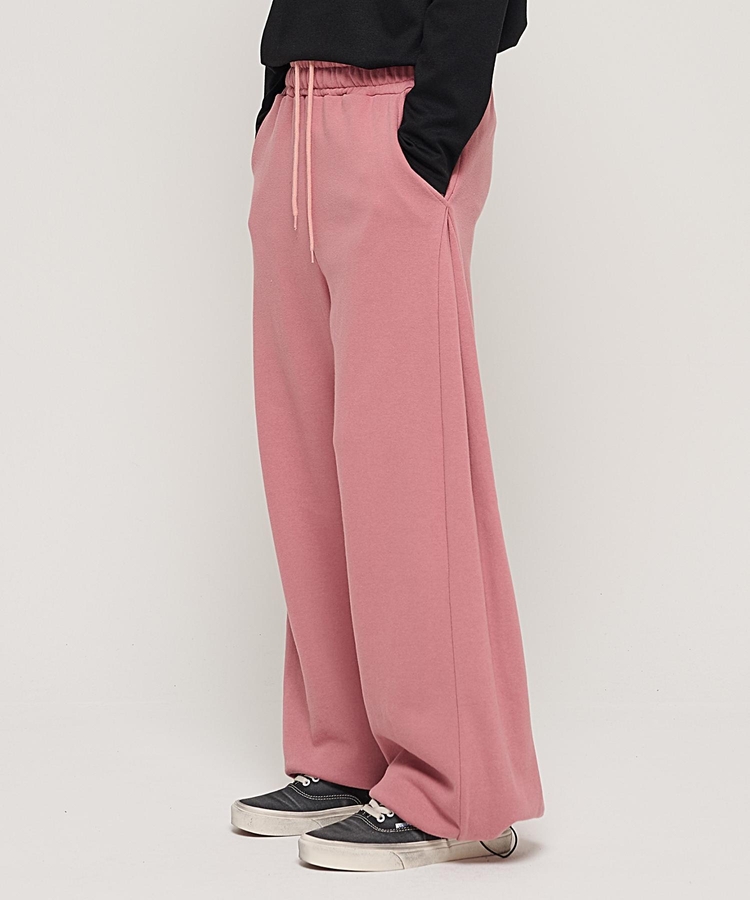 SIDE PINTUCK STANDARD SEMI-WIDE STRING PANTS (PINK)