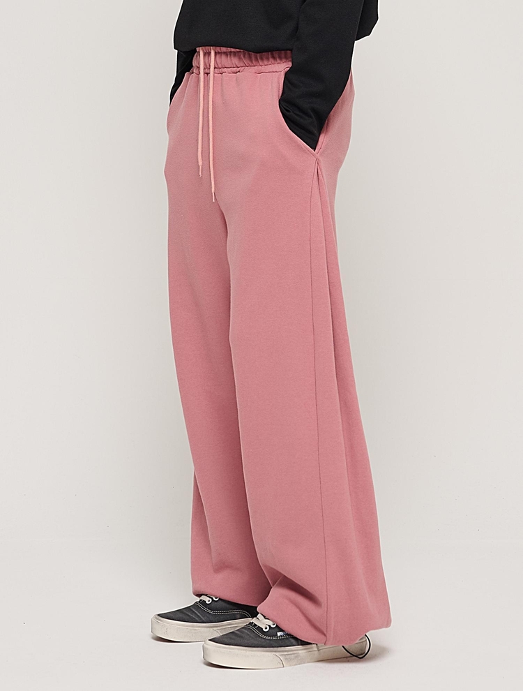 SIDE PINTUCK STANDARD SEMI-WIDE STRING PANTS (PINK)