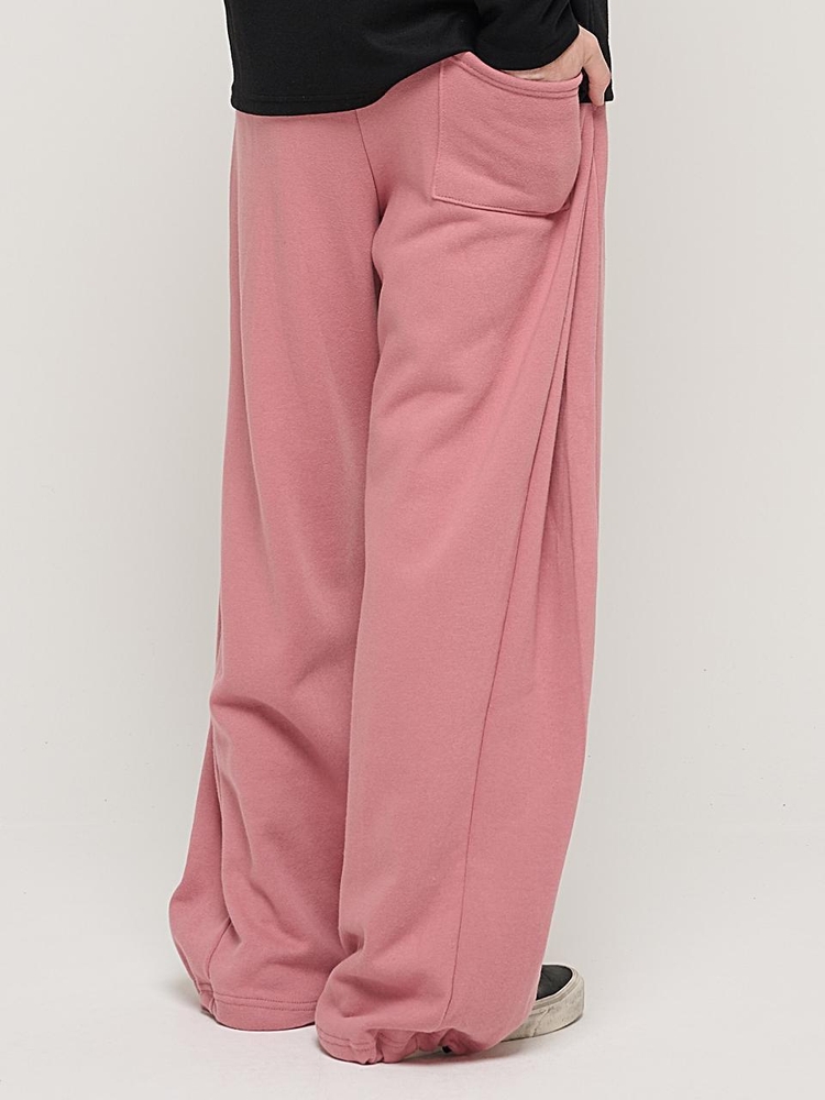 SIDE PINTUCK STANDARD SEMI-WIDE STRING PANTS (PINK)