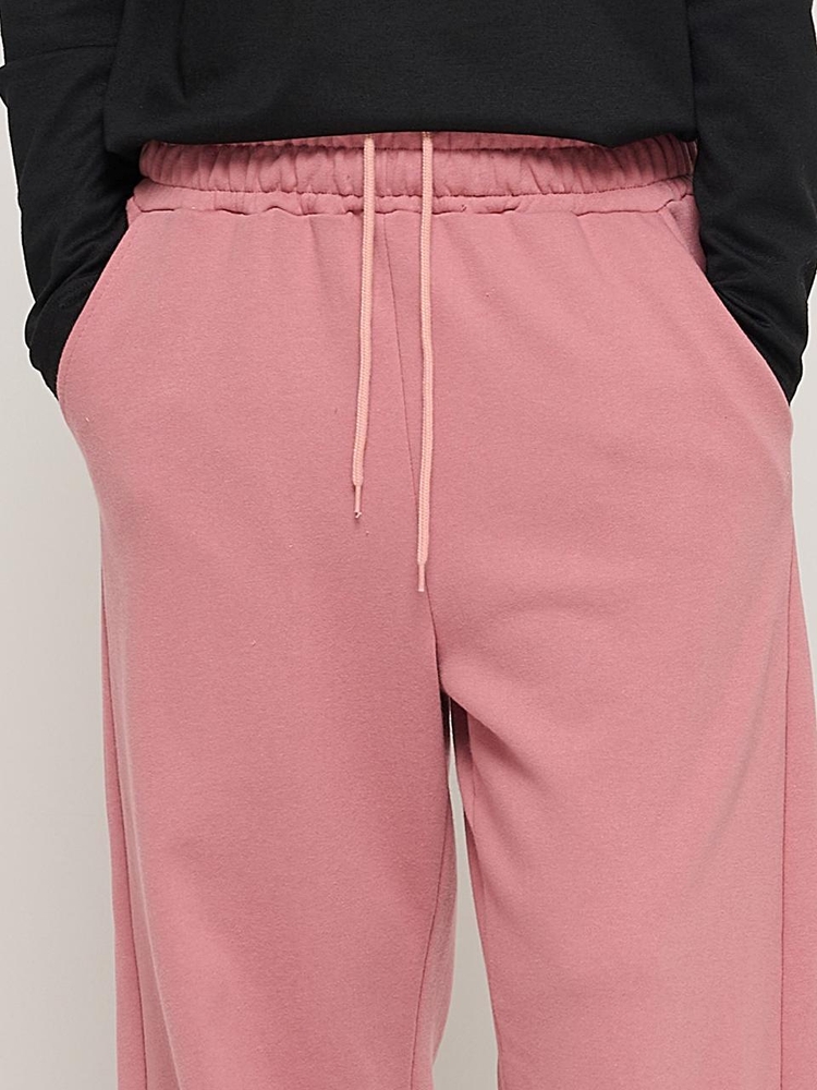 SIDE PINTUCK STANDARD SEMI-WIDE STRING PANTS (PINK)