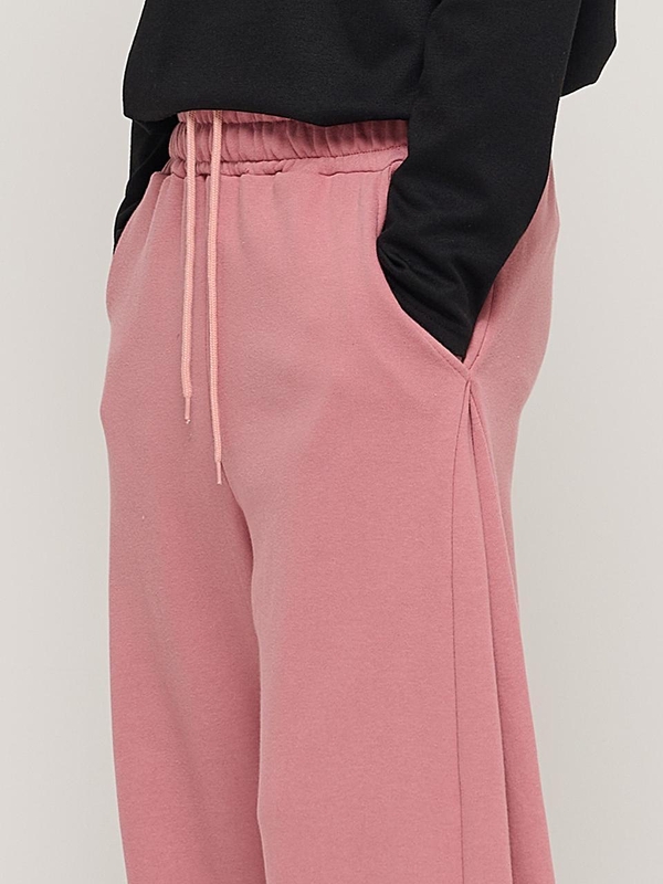 SIDE PINTUCK STANDARD SEMI-WIDE STRING PANTS (PINK)