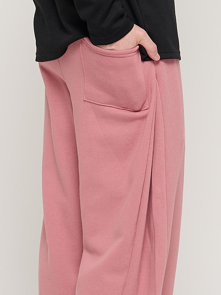 SIDE PINTUCK STANDARD SEMI-WIDE STRING PANTS (PINK)