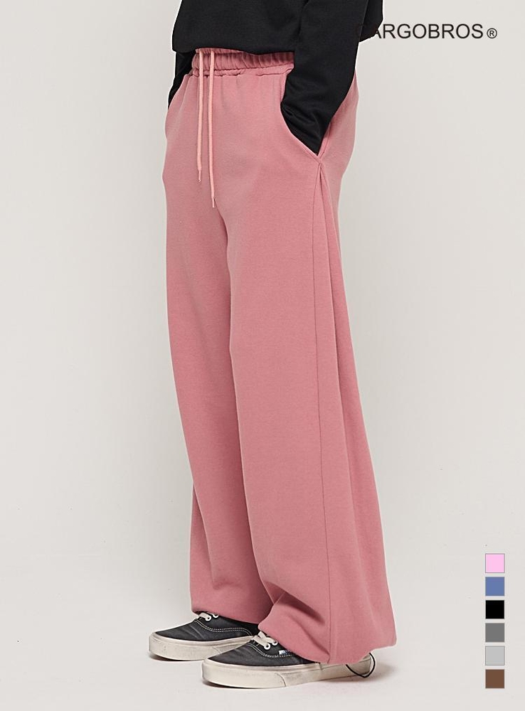 SIDE PINTUCK STANDARD SEMI-WIDE STRING PANTS (PINK)