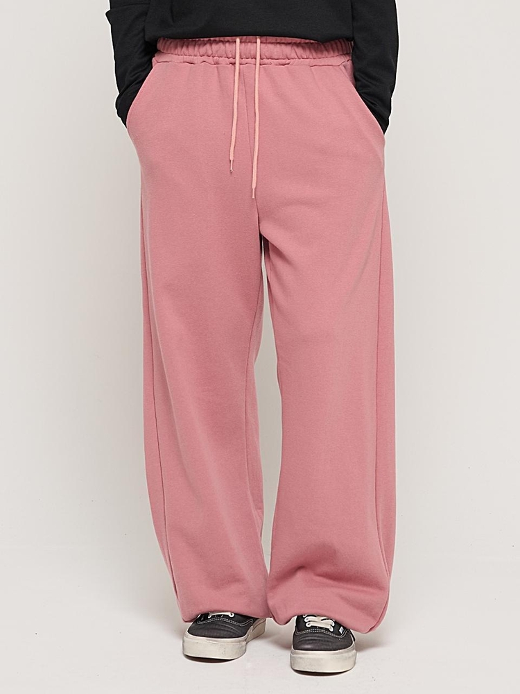 SIDE PINTUCK STANDARD SEMI-WIDE STRING PANTS (PINK)