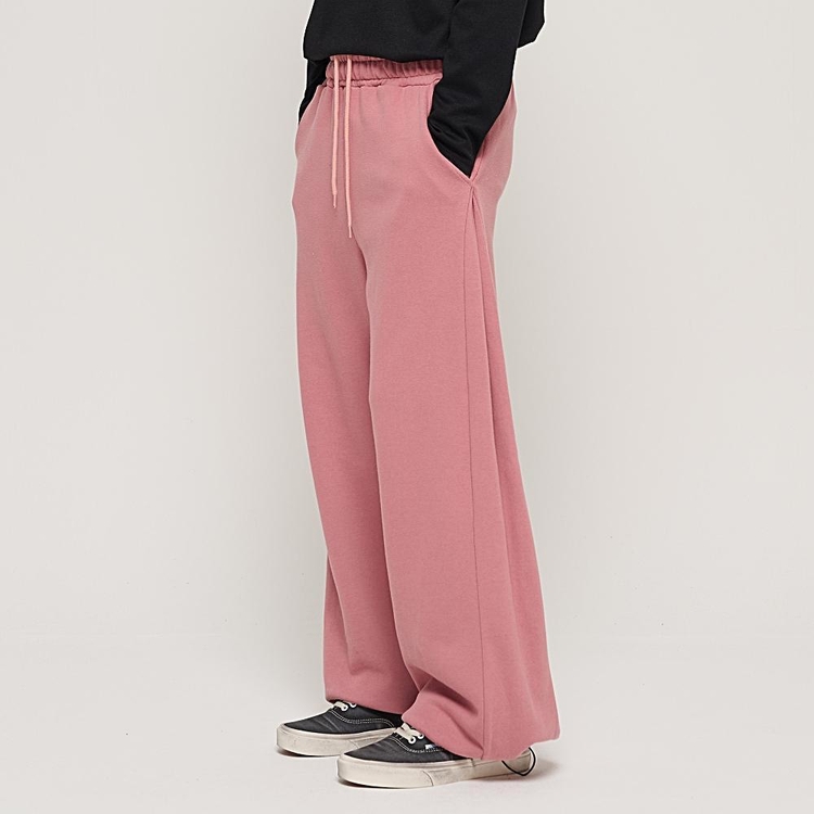 SIDE PINTUCK STANDARD SEMI-WIDE STRING PANTS (PINK)