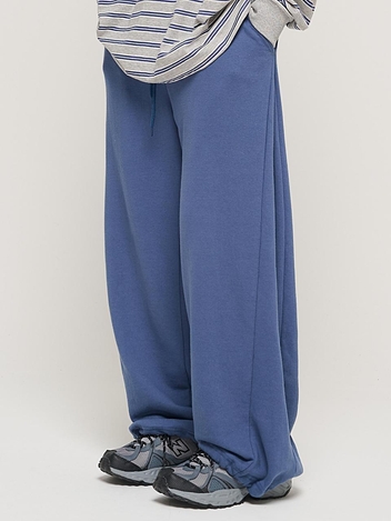 SIDE PINTUCK STANDARD SEMI-WIDE STRING PANTS (BLUE)