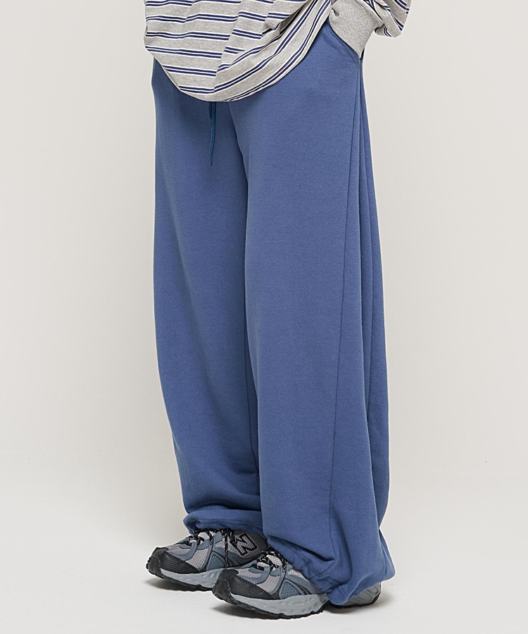 SIDE PINTUCK STANDARD SEMI-WIDE STRING PANTS (BLUE)