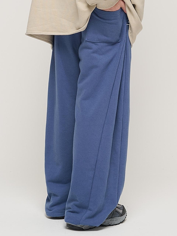 SIDE PINTUCK STANDARD SEMI-WIDE STRING PANTS (BLUE)