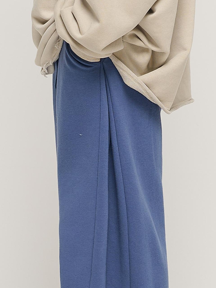 SIDE PINTUCK STANDARD SEMI-WIDE STRING PANTS (BLUE)