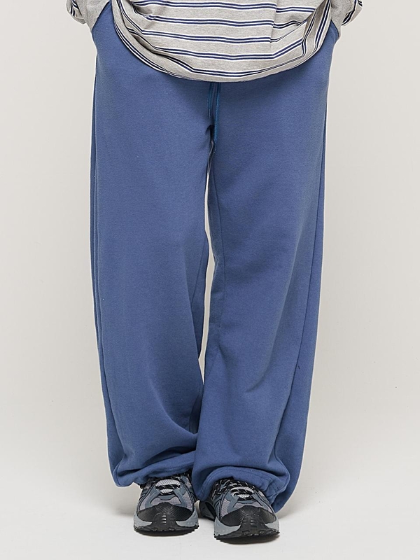 SIDE PINTUCK STANDARD SEMI-WIDE STRING PANTS (BLUE)