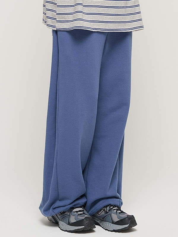 SIDE PINTUCK STANDARD SEMI-WIDE STRING PANTS (BLUE)