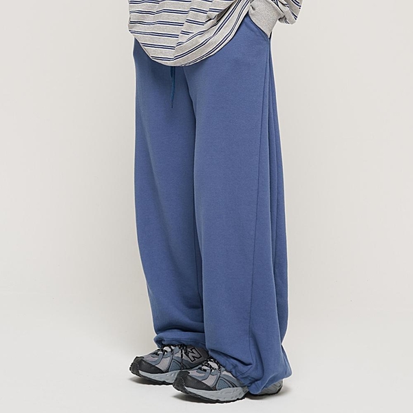 SIDE PINTUCK STANDARD SEMI-WIDE STRING PANTS (BLUE)