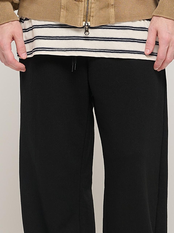 SIDE PINTUCK STANDARD SEMI-WIDE STRING PANTS (BLACK)