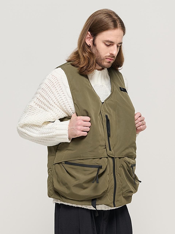 CB QUILTING MUTI POCKET PADDING VEST (KHAKI)