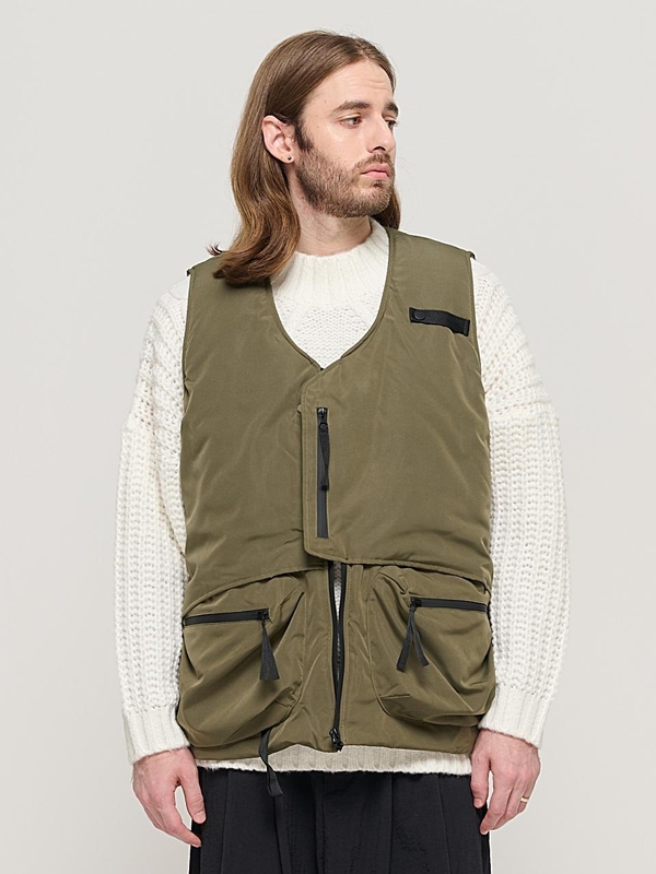 CB QUILTING MUTI POCKET PADDING VEST (KHAKI)