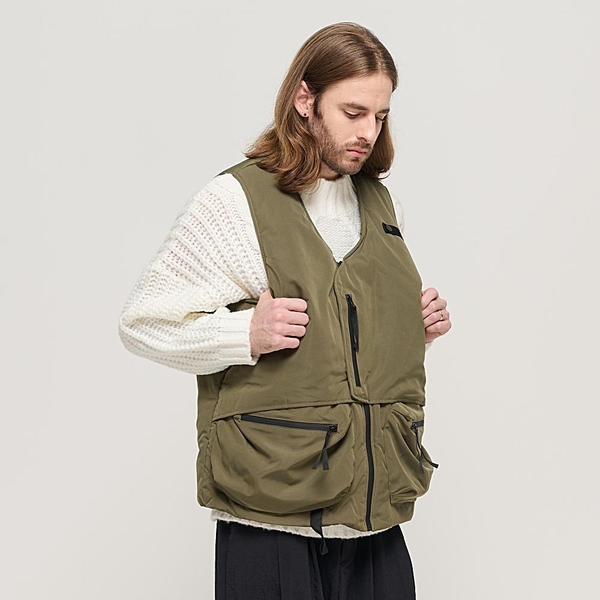 CB QUILTING MUTI POCKET PADDING VEST (KHAKI)