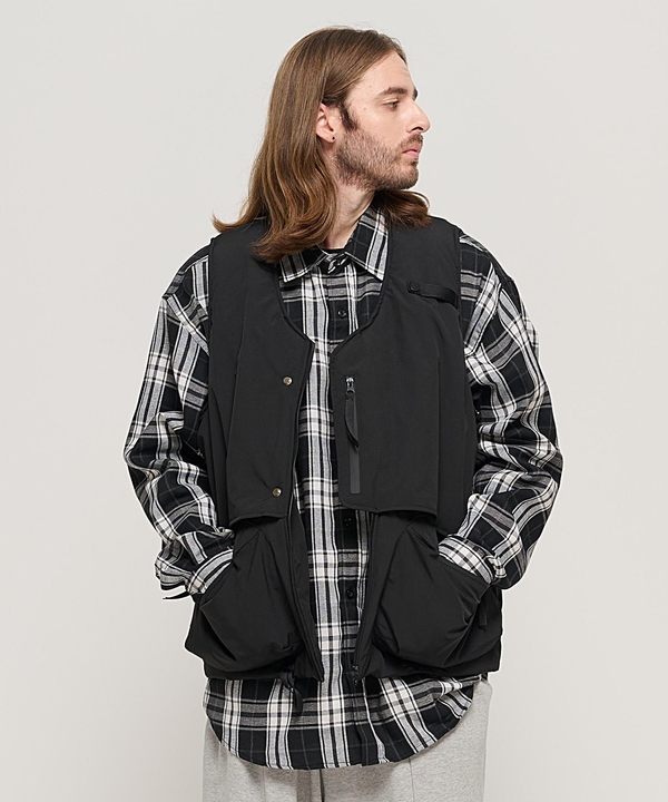 CB QUILTING MUTI POCKET PADDING VEST (BLACK)