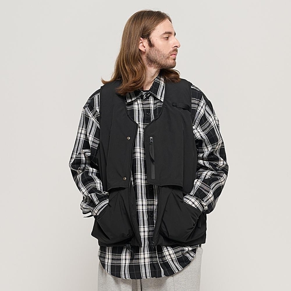 CB QUILTING MUTI POCKET PADDING VEST (BLACK)