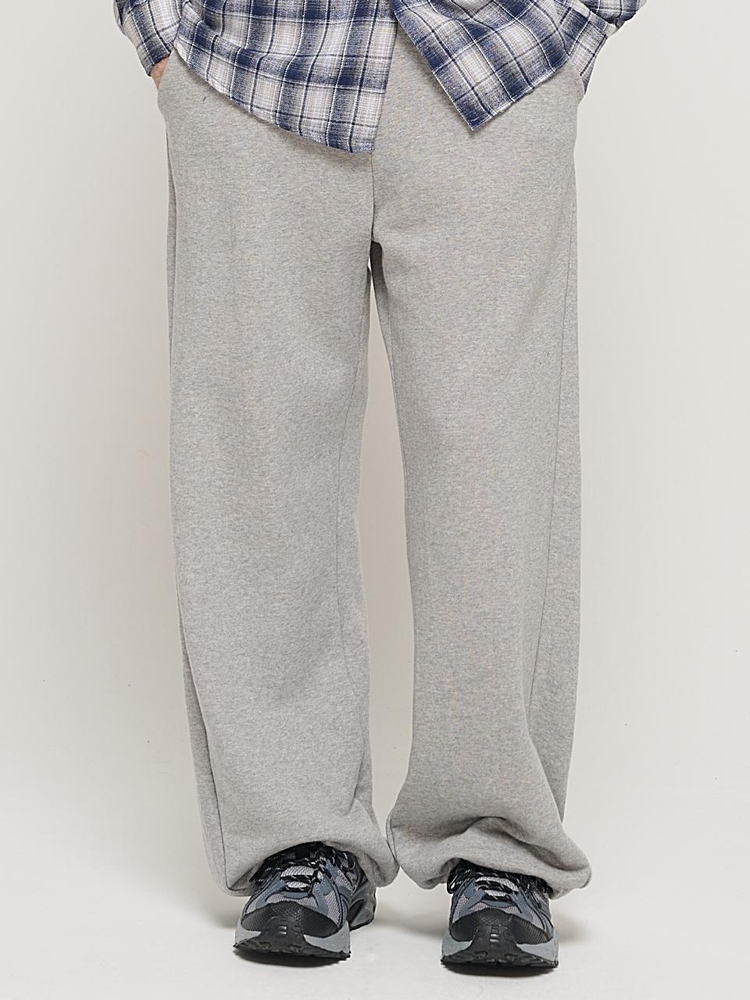 SIDE PINTUCK STANDARD SEMI-WIDE STRING PANTS (GRAY)