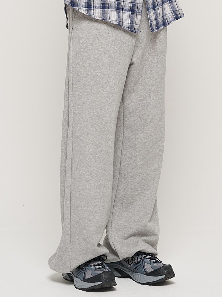 SIDE PINTUCK STANDARD SEMI-WIDE STRING PANTS (GRAY)