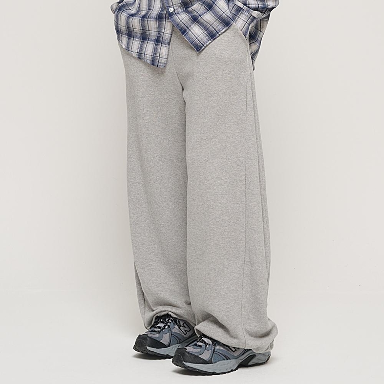 SIDE PINTUCK STANDARD SEMI-WIDE STRING PANTS (GRAY)