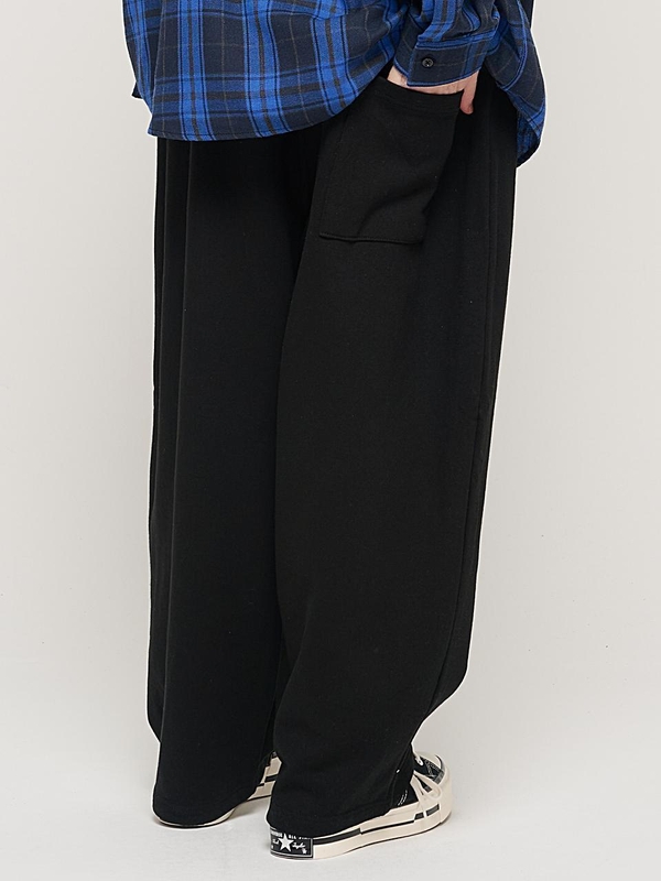 HIP POINT INCISION WIDE BALLOON PANTS (BLACK)