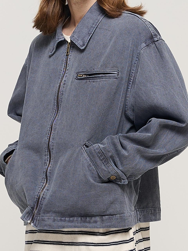 VINTAGE PIGMENT WORK TRUCKER JACKET (NAVY)