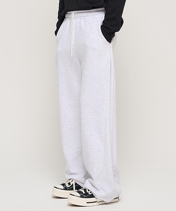 SIDE PINTUCK STANDARD SEMI-WIDE STRING PANTS (RIGHT GRAY)