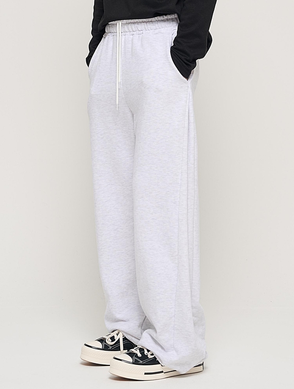 SIDE PINTUCK STANDARD SEMI-WIDE STRING PANTS (RIGHT GRAY)