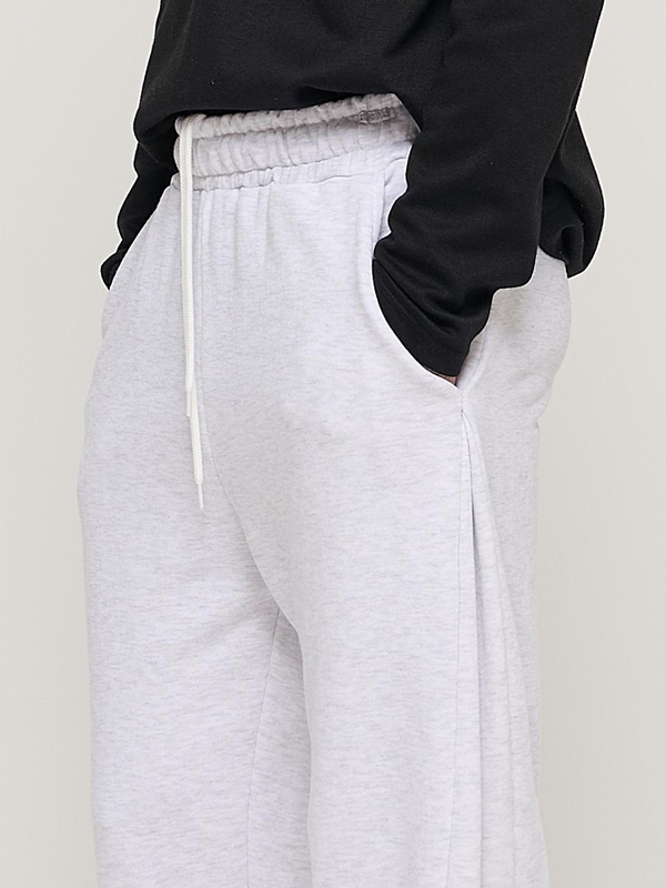 SIDE PINTUCK STANDARD SEMI-WIDE STRING PANTS (RIGHT GRAY)