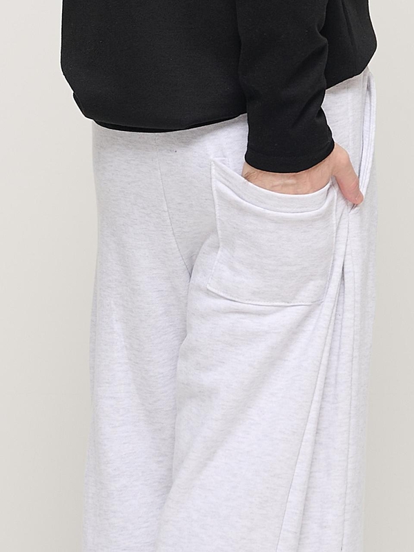 SIDE PINTUCK STANDARD SEMI-WIDE STRING PANTS (RIGHT GRAY)