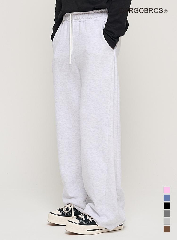 SIDE PINTUCK STANDARD SEMI-WIDE STRING PANTS (RIGHT GRAY)