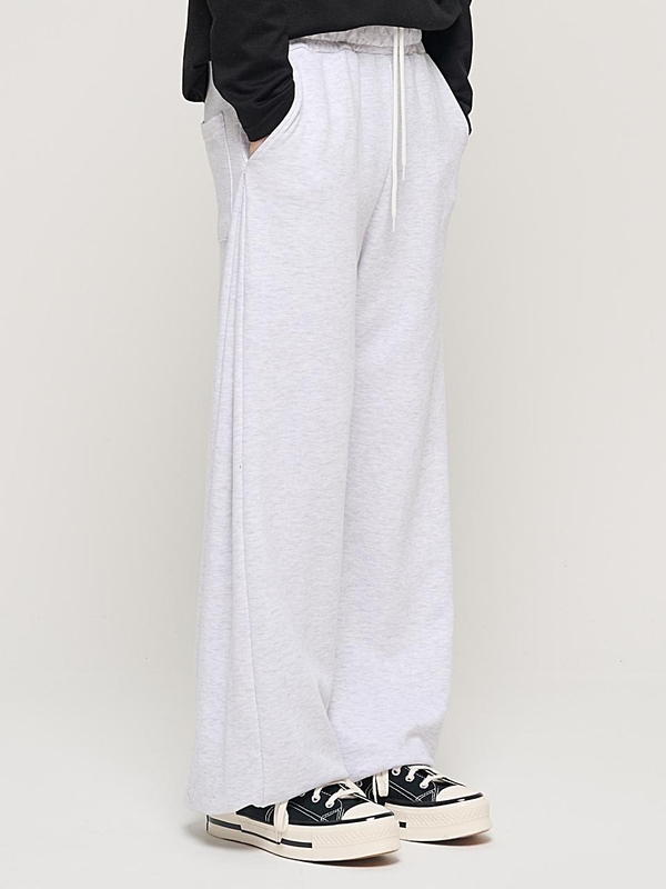 SIDE PINTUCK STANDARD SEMI-WIDE STRING PANTS (RIGHT GRAY)